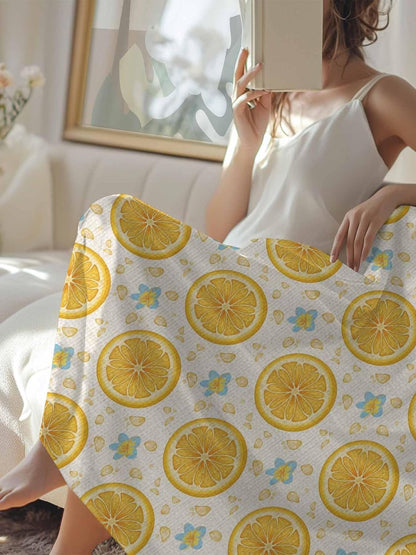 Cooling Blanket for Hot Sleepers, Lemon Lightweight Breathable Summer Blanket, Yellow Summer Fruits Blue Spring Floral Rustic Double-Side Cool Throw Blankets for Sleeping Travel, 30"x40"