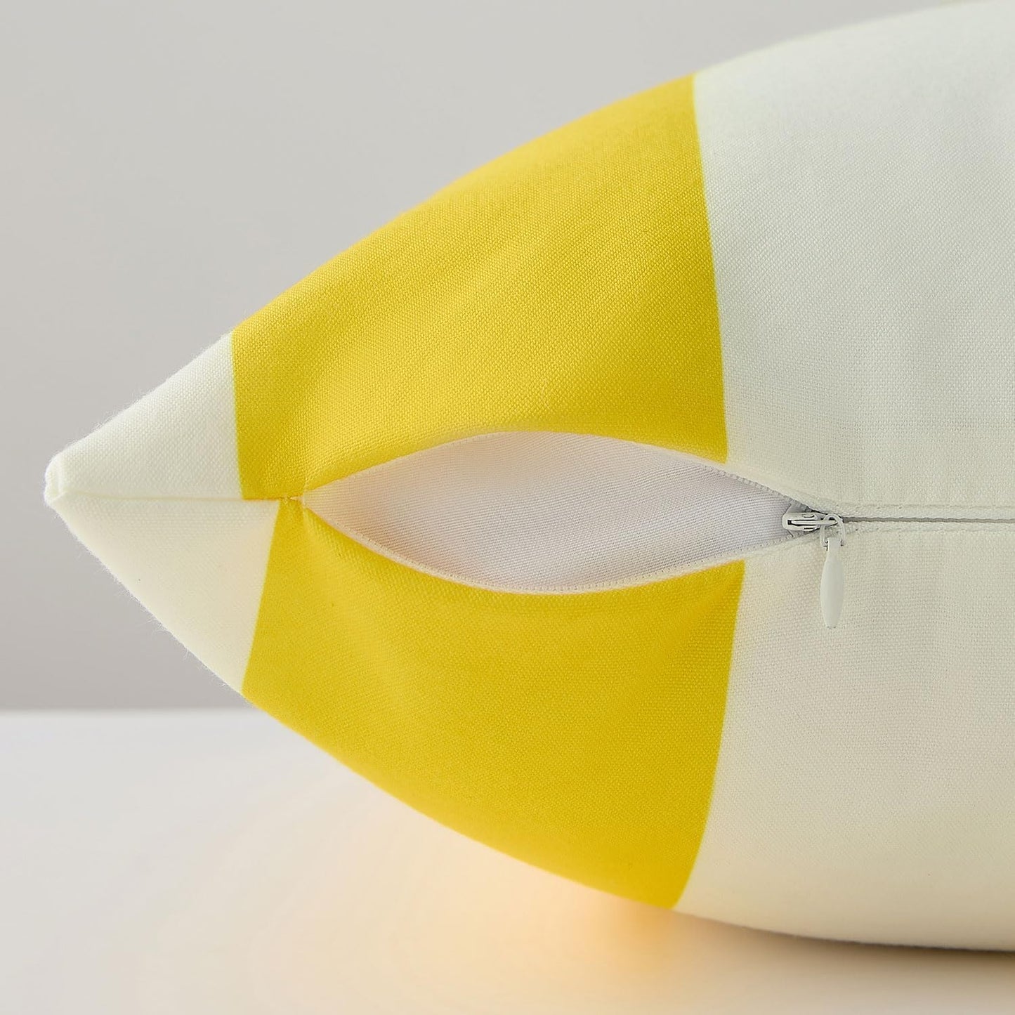Allorry Outdoor Pillow Covers 18x18 Set of 2 Yellow Striped Decoration Throw Pillow Covers for Spring Summer Outdoor Waterproof Garden Patio Furniture Sofa Bed Home Decor JB007-F18