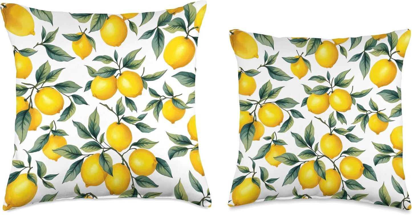 Summer lemon citrus art Throw Pillow