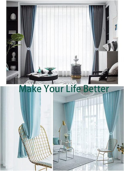 Magnetic Tiebacks for Curtains, 2 Pack Sparkling Crystal Flower Curtain Tiebacks Curtain Buckle Clips with High-Elastic Spring Wire for Home Office Decoration (Yellow & White)