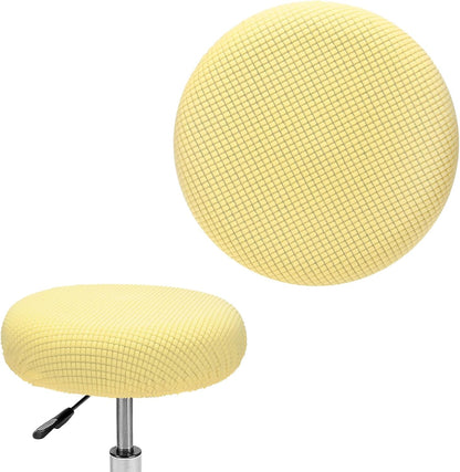 M METERXITY 1-Pack Bar Stool Covers Round, for 12-14 Inch Polyester Corn Grid Seat Covers with Elastic Bands for Bar Stool/Round Cushion [Lemon Yellow]