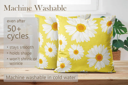 Home Set of 2 Pillow Case Yellow White Daisy Fashion Cute Throw Pillow Covers Cushion Decorative Pillowcase Square 22 x 22 Inches
