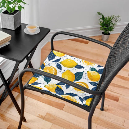 Lemon Fruit Leaf Chair Cushions for Kitchen Dining, Indoor/Outdoor Reversible Seat Cushion Cover with Removable, Decor Seat Chair Pads with Memory Foam