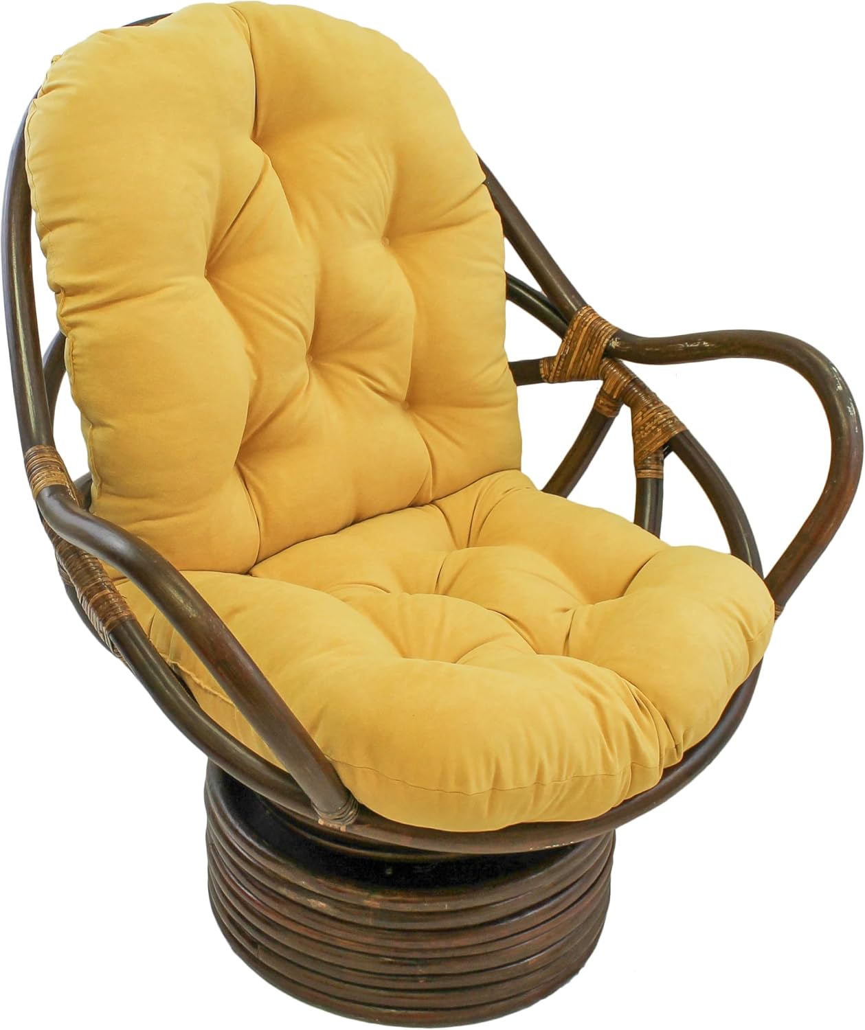 Blazing Needles Solid Microsuede Swivel Rocker Chair Cushion, 48" x 24", Lemon