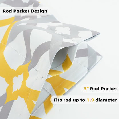 DriftAway Alexander Blackout Valances for Windows Thermal Insulated Kitchen Topper Geometric Moroccan Mid Century Pattern Match Thick Bathroom Curtain Valance Rod Pocket 52 Inch by 14 Inch Yellow/Gray