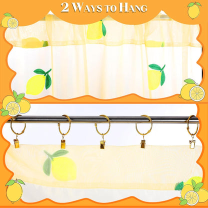Tegeme 2 Panels Lemon Sheer Curtains for Girl Boy Bedroom 84 Inches Long Embroidered Voile Curtains Decorative Coquettish Sheer Shades Linen Window Decor for Summer Home Party Office