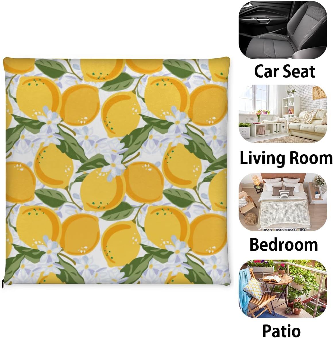 KOBLEN Food Lemon Theme Kitchen Chair Cushion Seat Cushion with Foam Padding Comfortable Pad for Dining Office Room Chairs, 16"x16", 1 Pack