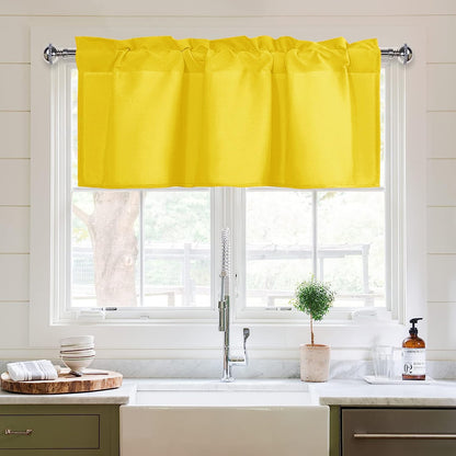 XWZO Kitchen Valances Curtains for Windows Living Room Bedroom Bathroom Toppers Farmhouse Style Rustic Dinning Room Thermal Insulated Rod Pocket, W42 x L18 Inch Length, Yellow, 1 Panel