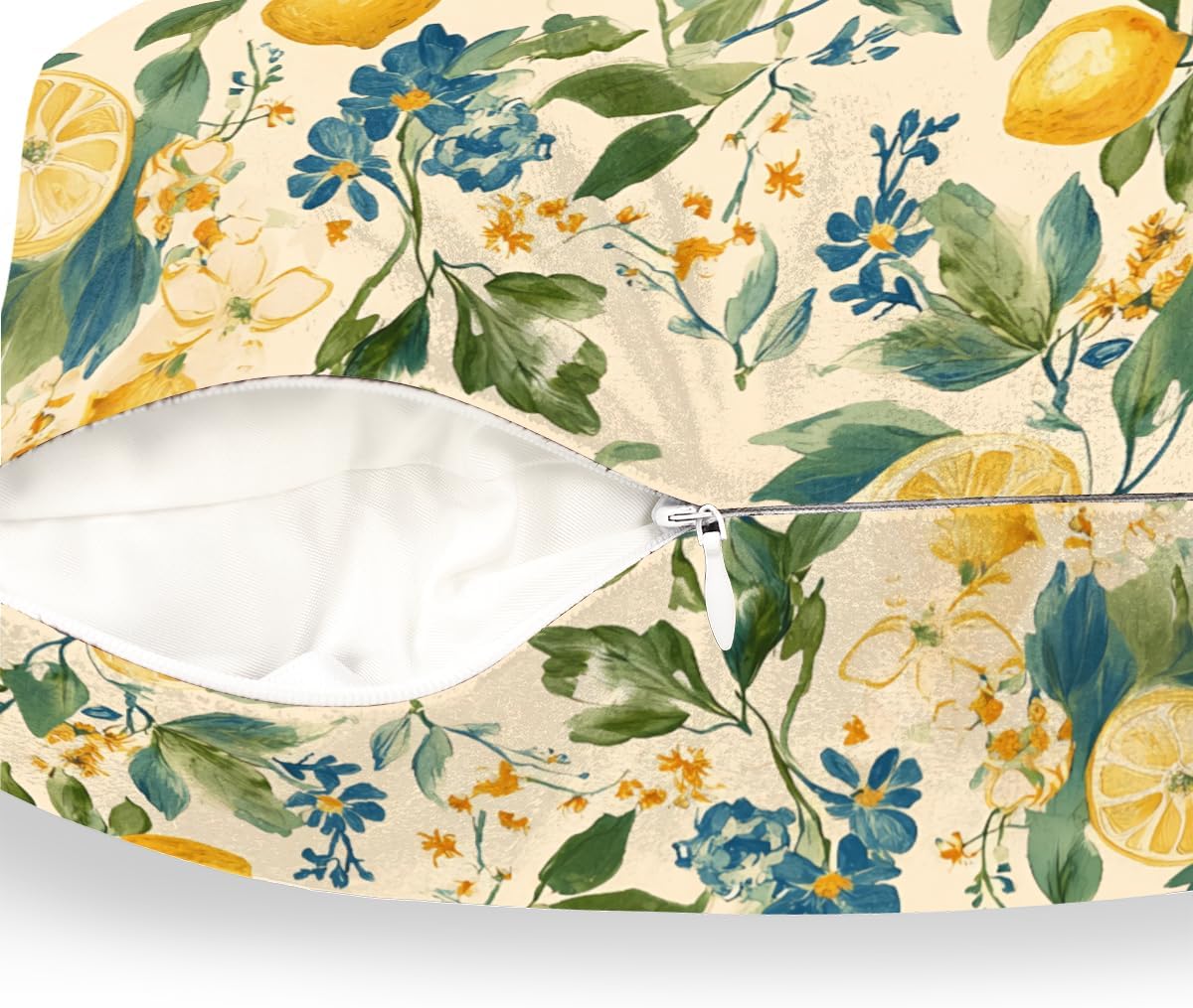 Throw Pillow Covers Summer Flowers Lemons Pillow Cases Square Cushion Cover for Sofa Couch Bedroom Living Room 16x16 Inch