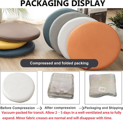 Waterproof Seat Cushions for Kitchen Chairs，Memory Foam Seat Cushion Round Stool Cushion Chair Pad Indoor Outdoor Cushion with Invisible Zip(Lemon Yellow,30cm/12inch)