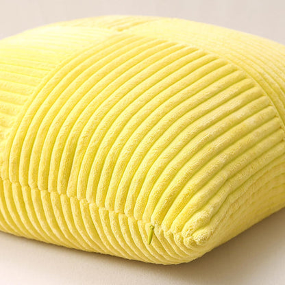 OTOSTAR Set of 1 Decorative Throw Pillow Cover Soft Corduroy Solid Square Pillow Case Boho Striped Cross Patchwork Textured Cushion Cover for Sofa Car Patio Bedroom Living Room 20x20 Inch, Yellow