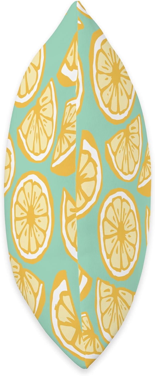 Cute Teal & Yellow Lemon Slice Summer Citrus Fruit Pattern Throw Pillow