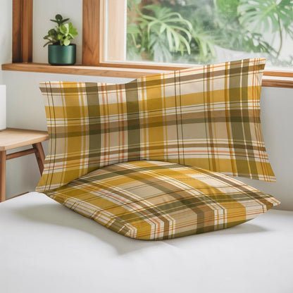 T&H XHome Pastoral Plaid Pillow case 20x40 Inch Fall Check Thanksgiving Yellow Soft Short Plush Pillowcases with Envelope Closure Pillow Cover Bed Pillow Shams for Bed Sofa Car 1PC