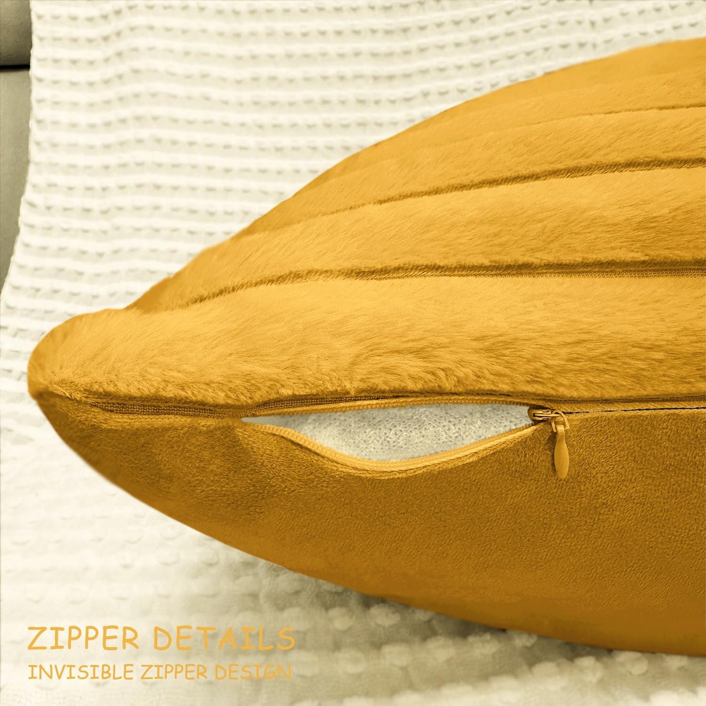 2 Pack 18x18 Pillow Cover Velvet Pillow Covers, Faux Fur Square Throw Pillow Covers for Living Room Decorations Throw Pillow Case, Throw Pillow Cover Cushion Cover for Sofa Bedroom Car, Mustard Yellow