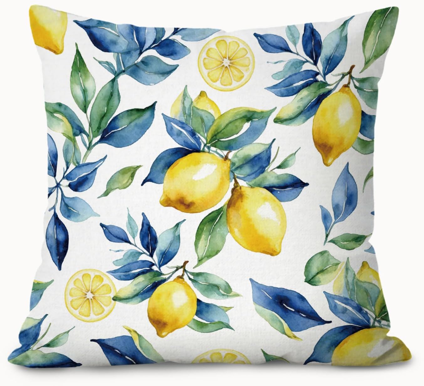 Lemon Pillow Covers 18x18 Decor,Yellow Mediterranean Lemon Decor Throw Pillow Cover,Summer Coastal Decoration for Girls Teen Room College Sofa Couch Bedroom Home