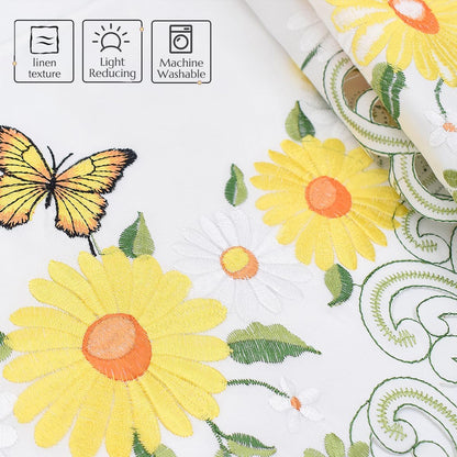 Molaxhome Beautiful Dazzling Embroidered Window Valance,Rod Pocket Valance and Tiers for Home Decor (Yellow, W58x14L)