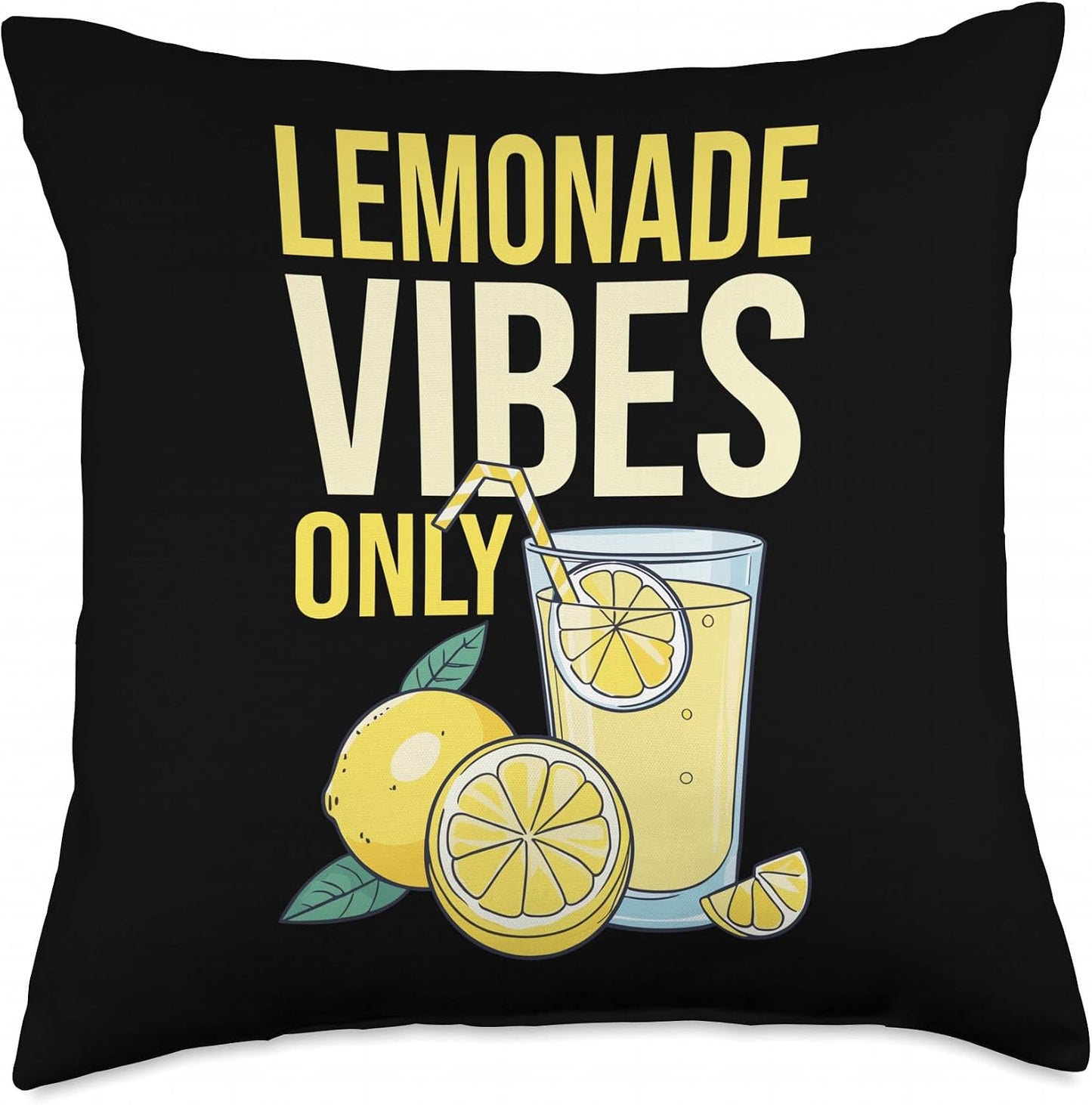 Lemonade Vibes Only Summer Citrus Lemon Slice Cool Throw Pillow
