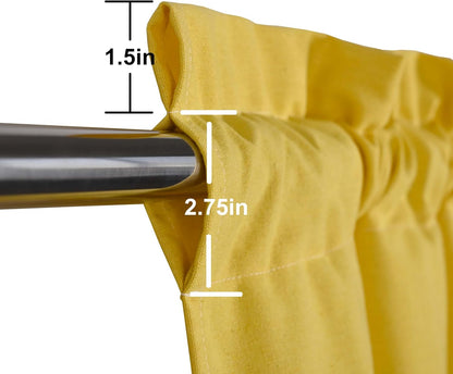 DOSLY Ides Farmhouse Rustic Cotton Valance Curtain, Yellow Striped Pleated Design with Coconut Buttons, Multi-Room Window Treatment for Kitchen Living Room Bedroom, 52" W x 18" L