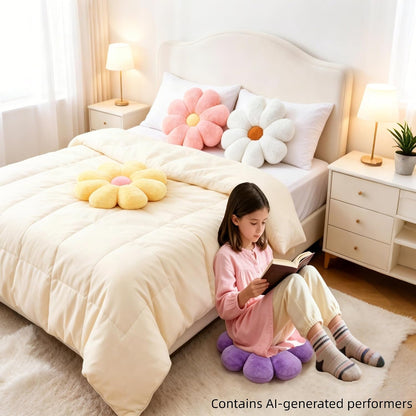 2 Pcs Flower Pillow, Yellow White Daisy Flower Throw Pillows Set, Cute Preppy Room Decor Aesthetic Decorative Throw Pillows Floor Cushions for Girls Bedroom Bed Sofa Chair Decor (Yellow & White)