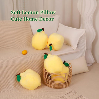 Marble Empire Lemon Throw Pillow for Couch, 15-Inch Yellow Fruit Shaped Decorative Pillow, Soft Plush Hugging Pillow for Living Room, Bedroom & Office Decor