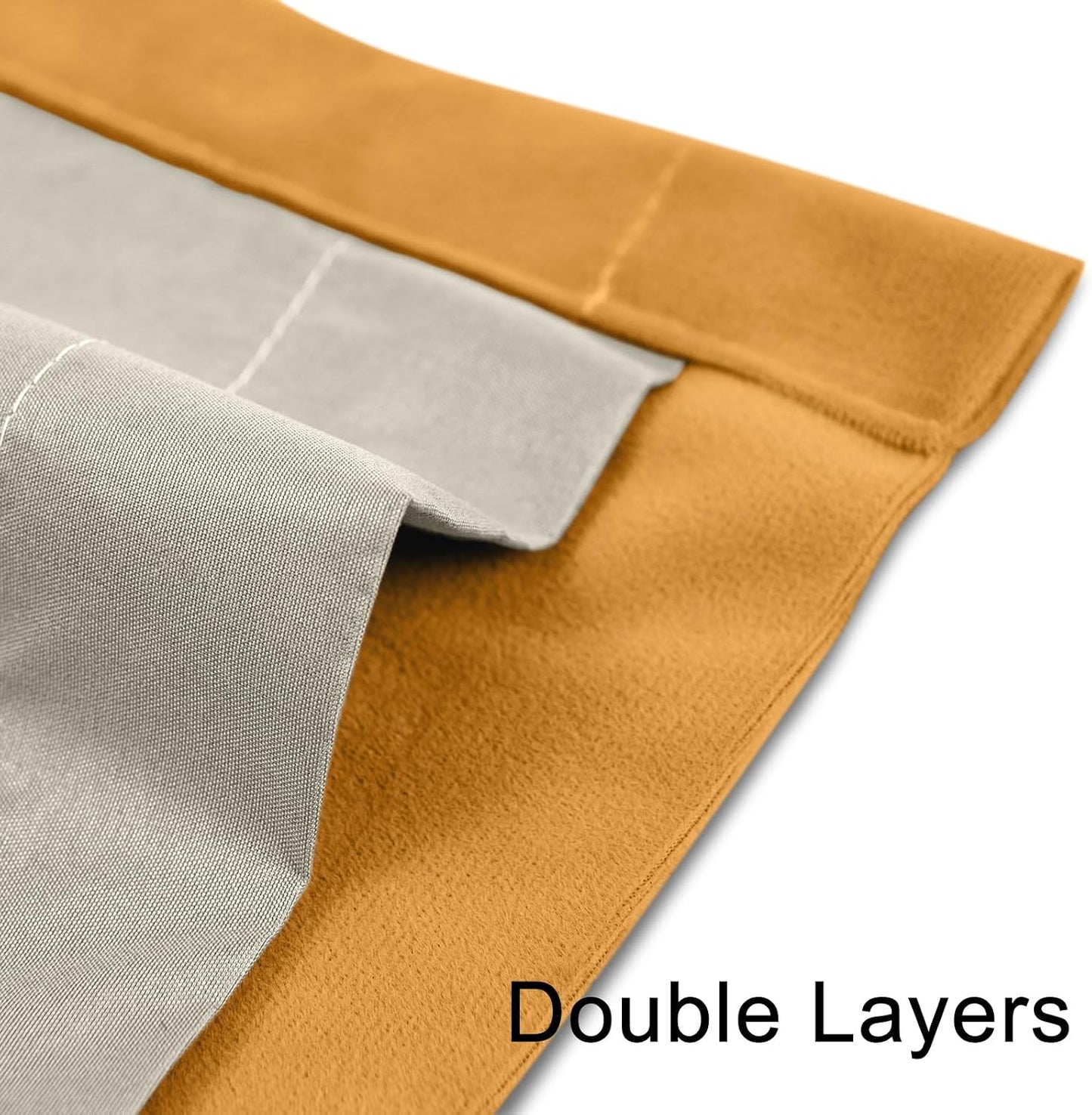 100% Full Blackout Velvet Curtains with Liner 96 inch Long 2 Panels for Living Room, Thermal Insulated Energy Saving Room Darkening Grommet Window Drapes for Bedroom, 52x96 Golden Yellow
