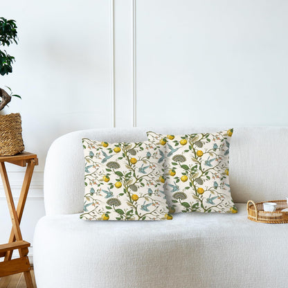 Chinoiserie Pillow Cover, Hummingbird Lemon Pillow Covers 18x18 Set of 2, Grandmillennial Pillow Cover, Lemon Outdoor Pillows Cover, Gifts for Hummingbird Lovers