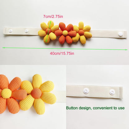 2pcs Curtain Ties Flower Curtain Buckles, Flower Curtain Tiebacks Simplicity Curtain Ties with Buttons,Decorative Curtain Tie Backs for Curtains Bedroom Window (Orange+Yellow)