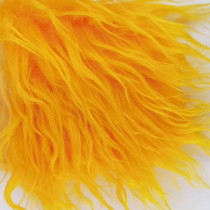 Faux Fur Fabric Square Patches for Crafts, Sewing, Costumes, Seat Pads (Yellow, 10 x 20 Inch)
