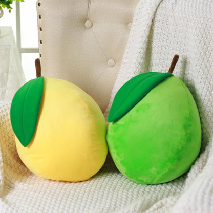 Vercraft 2 Pcs Decorative Lemon Plush Fruit Cute Throw Pillow Kawaii Yellow Hugging Plushies Gift Soft Novelty Green Plush Pillow Cushion Seat Decor for Home 13.8 Inch(Lemon)