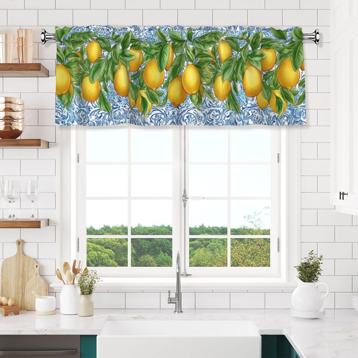 Lemon Valance Curtain Short Window Valance for Kitchen Bathroom Bedroom Living Room Holiday Home Decor 54''X18''
