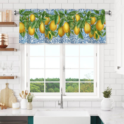 Lemon Valance Curtain Short Window Valance for Kitchen Bathroom Bedroom Living Room Holiday Home Decor 54''X18''