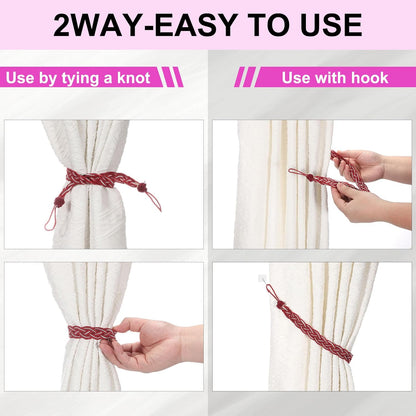 uxcell 2 Pcs Curtain Tiebacks, 56cm/22 Braided Drapery Holdback Holder Curtain Ties Holdbacks Elegant Window Decorative Rope Tie Back for Home Office Hotel Decor, Gold Yellow
