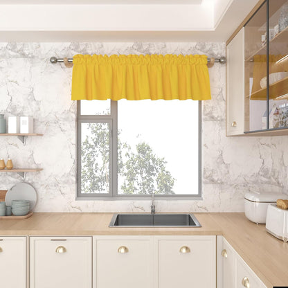 Small Tiers 1 Piece Yellow Faux Linen Textured Kitchen Short Small Mini Window Curtains Valance 12 inches Length Privacy Home Decor Cafe Basement Living Room/Bedroom 52W by 12L Rod Pocket