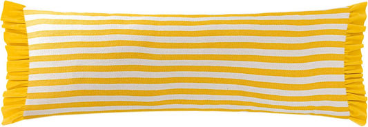 KINGROSE Handmade Lace Lumbar Throw Pillow Cover Farmhouse Stripes Cushion Cover Decorative Pillow Case for Sofa Bed Living Room Home Decor 14 x 36 Inches Yellow