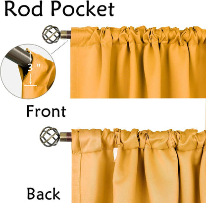 BGment Mustard Yellow Curtains for Bedroom - Thermal Insulated Blackout Room Darkening Curtains with Rod Pocket and Back Tab for Living Room, 2 Window Curtain Panels (42 x 63 Inch)