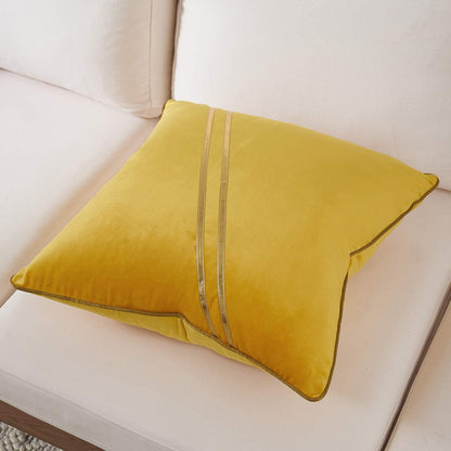 Avigers 18 x 18 Inch Yellow Gold Leather Striped Lines Velvet Cushion Case Luxury Modern Throw Pillow Cover Decorative Pillow for Couch Living Room Bedroom Car