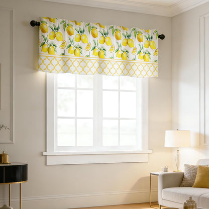 LeLehome Moroccan Window Curtain Valance 1 Panel, 54 X 18 Inch Window Treatment Summer Home Decor Linen with Rod Pocket for Cafe Kitchen Bedroom, Yellow Lemon