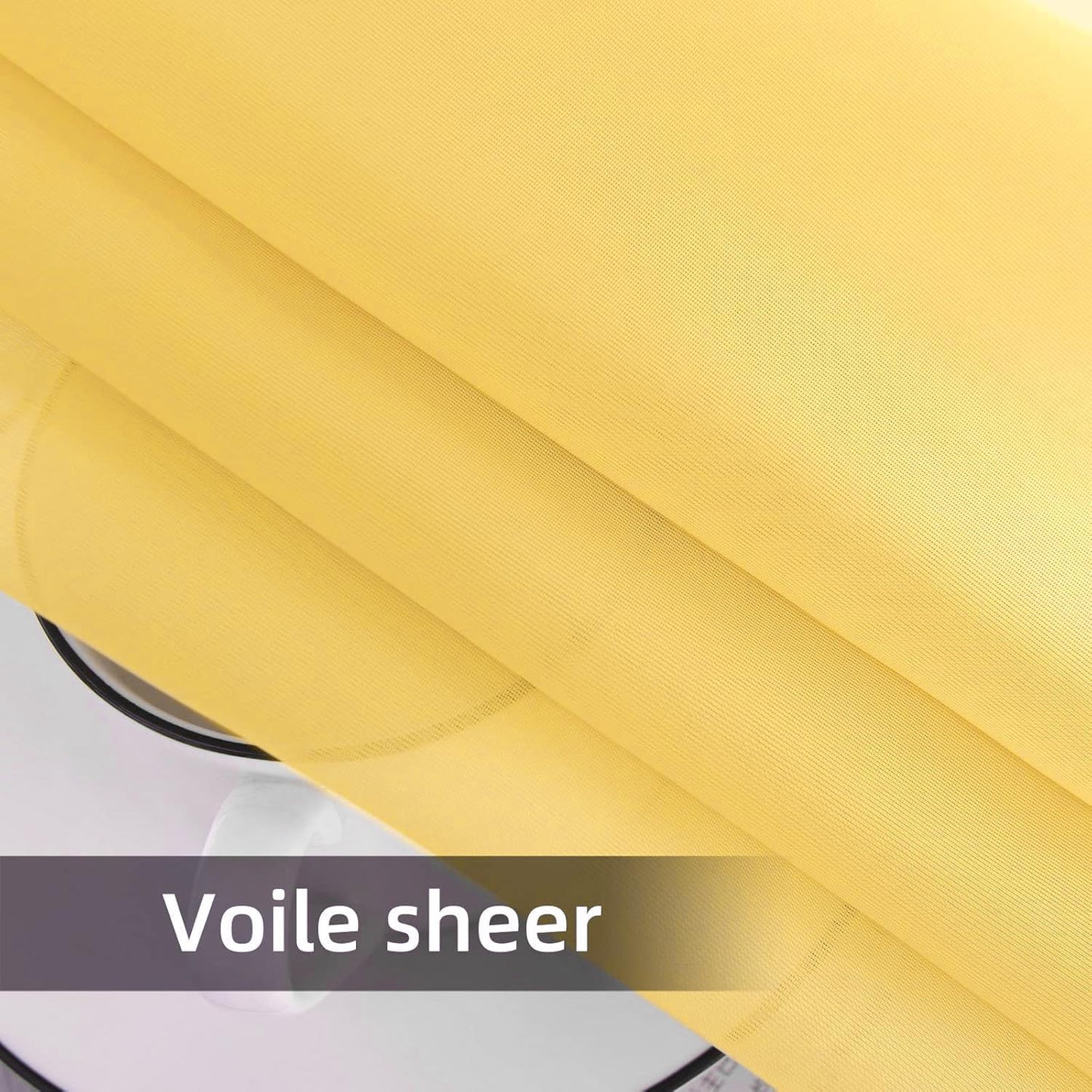 youleyar Solid Sheer Rod Pocket Curtain Voile Draperies 2 Panels White Beige Black Grey Coffee 52 Inch Width 84 Inch Long 1 Pair for Kitchen Bedroom Children Living Room Yard (Yellow,52Wｘ84L)