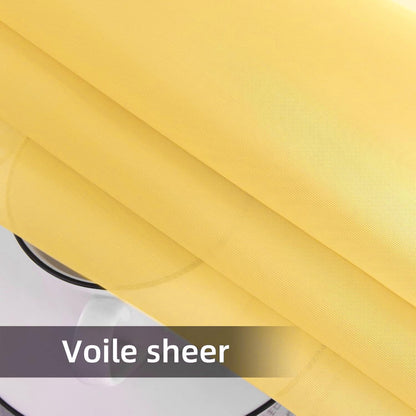 youleyar Solid Sheer Rod Pocket Curtain Voile Draperies 2 Panels White Beige Black Grey Coffee 52 Inch Width 84 Inch Long 1 Pair for Kitchen Bedroom Children Living Room Yard (Yellow,52Wｘ84L)
