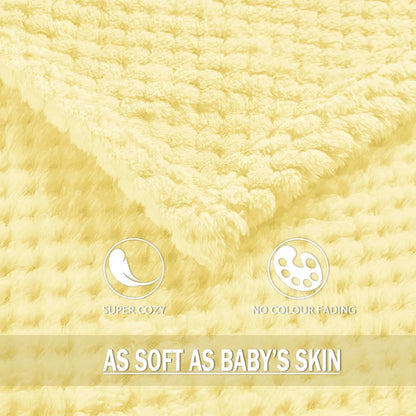 Exclusivo Mezcla Fleece Throw Blanket Extra Large, Super Soft and Warm Blankets for Couch, Sofa and Bed Waffle Textured, Cozy, Fuzzy and Lightweight (Light Yellow, 50x70 Inches)