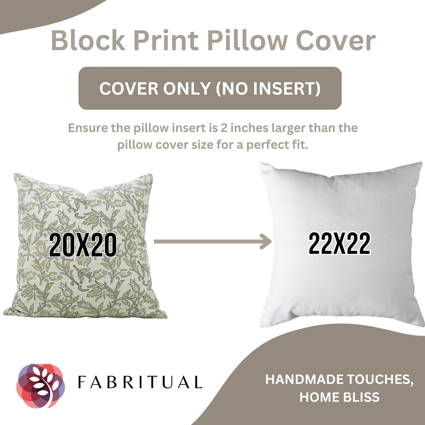 Pillow Covers Handmade Block Print Decorative 24X24 Inches Throw Pillowcase Cushion Cover Hidden Zipper for Sofa, Couch, Farmhouse, Summer, Spring, Fall Decoration, Kamal Dutta, Yellow