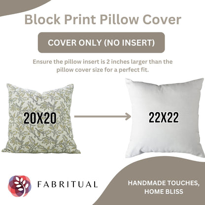 Pillow Covers Handmade Block Print Decorative 24X24 Inches Throw Pillowcase Cushion Cover Hidden Zipper for Sofa, Couch, Farmhouse, Summer, Spring, Fall Decoration, Kamal Dutta, Yellow