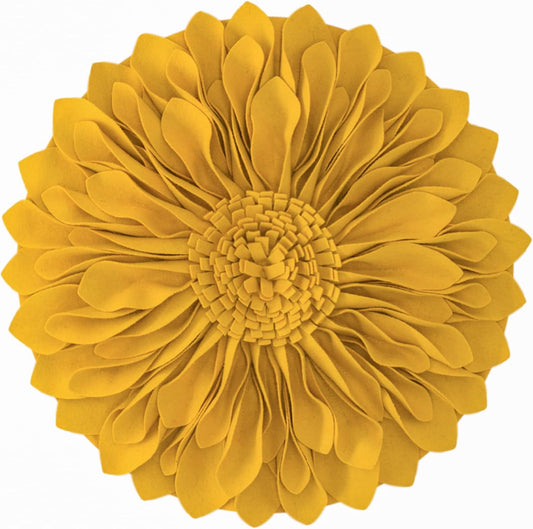 JWH 3D Sunflower Throw Pillow Cover, Gold Yellow, 12 Inch | Decorative Accent Case, Round Cushion, Small Floral Pillowcase, Home Bed Living Room Couch Car Pops