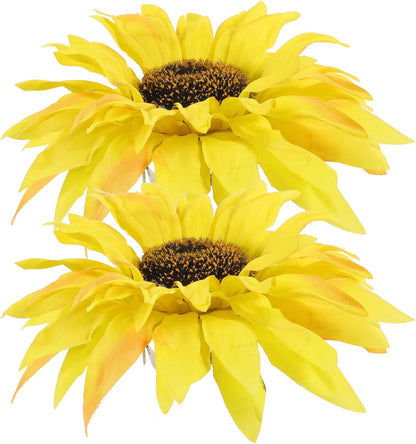 VOSAREA 2pcs Sunflower Curtain Tieback Clips Yellow Curtain Tiebacks Decorative Tie Back Window Drape Holdbacks for Home Decor