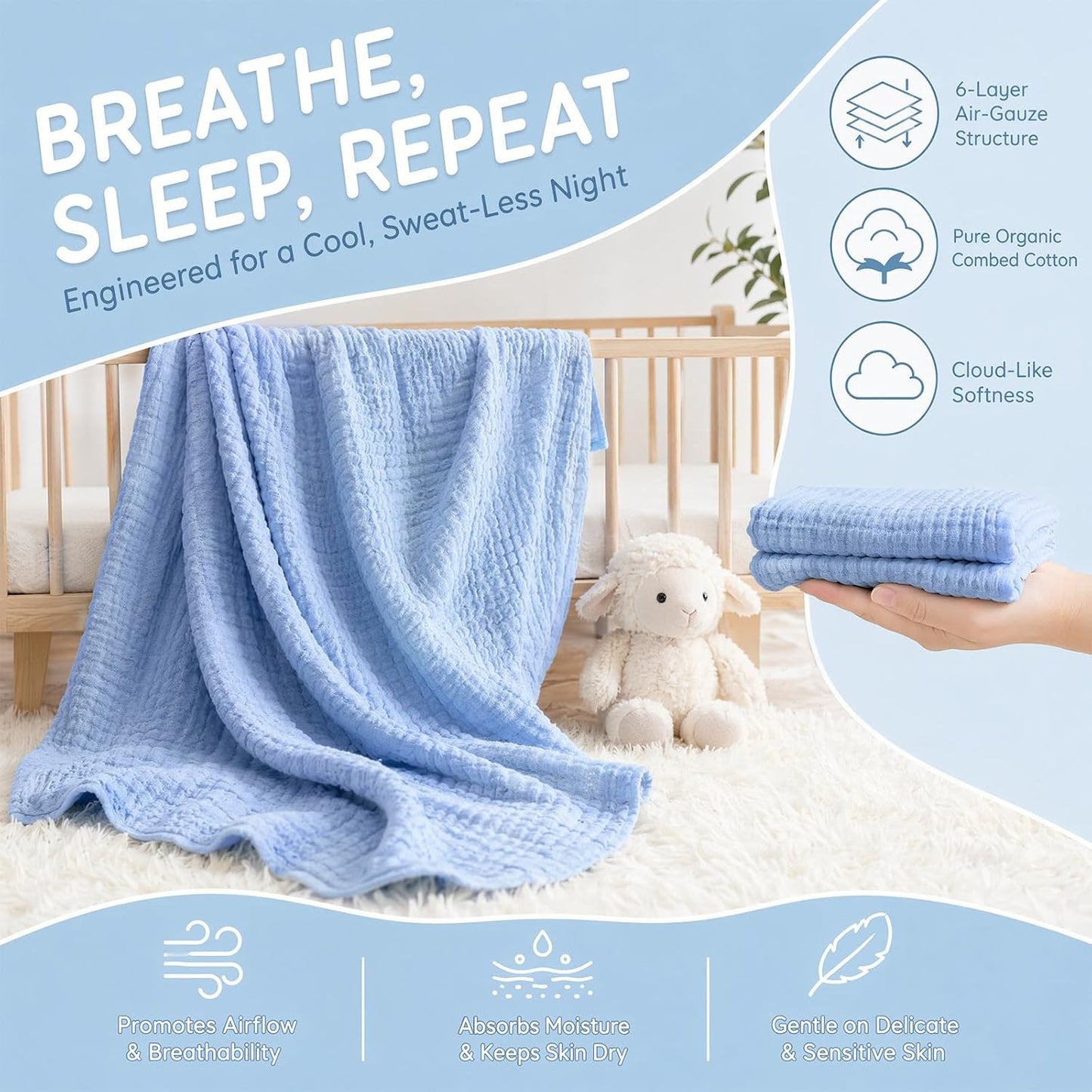 Cotton Muslin Throw Blanket for Adults - 6-Layer Breathable Cooling Summer Blanket - Soft Lightweight Gauze Bedding for Couch Travel & Sleep (130 × 150 cm / 51.18 × 59.06 in,Yellow)