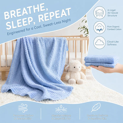 Cotton Muslin Throw Blanket for Adults - 6-Layer Breathable Cooling Summer Blanket - Soft Lightweight Gauze Bedding for Couch Travel & Sleep (130 × 150 cm / 51.18 × 59.06 in,Yellow)