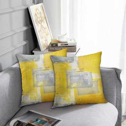Britimes Throw Pillow Covers Modern Home Art Decor, 18 x 18 Inches Set of 2 Pillow Cases Decorative, Abstract Oil Painting Pillowcases for Bedroom, Living Room, Cushion Couch Sofa, Yellow Grey
