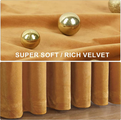 Mustard Yellow Velvet Blackout Curtains for Bedroom,Yellow Velvet Curtains 52"x 84" Inches Curtains Drapes Pocket Back Tab Soft Fabric Curtains Panel for Living Room,2 Panels Set (Yellow)