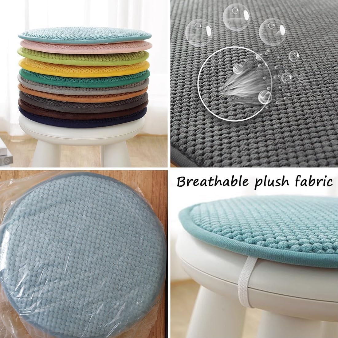 1/2/4 Packs Solid Color Round Seat Pads, Non-slip Chair Cushion With Elastic Ties Hooks, Small Round Stool Seat Cushion, Rattan Chair Seat Cushions ( Color : Lemon Yellow , Size : 35*35cm(1pack) )