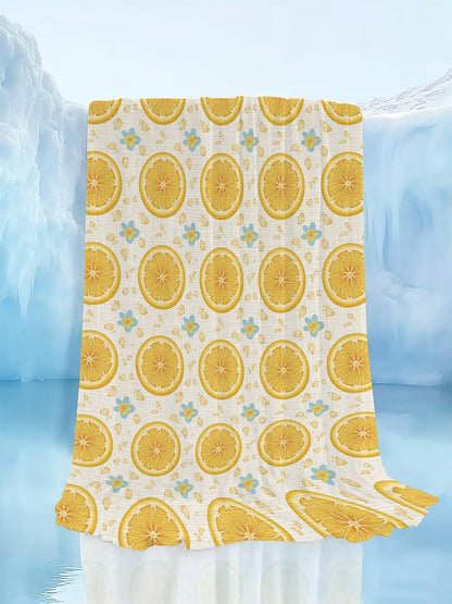 Cooling Blanket for Hot Sleepers, Lemon Lightweight Breathable Summer Blanket, Yellow Summer Fruits Blue Spring Floral Rustic Double-Side Cool Throw Blankets for Sleeping Travel, 30"x40"